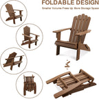Folding Adirondack Chair, Polystyrene, Durable & Weather Resistant Outdoor Adirondack Chair for Lawn and Garden, Easy Assembly, 350 Ibs Capacity(Brown, 2 pcs)