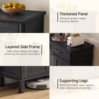 48 Inch Sideboard Buffet Cabinet with Storage, Farmhouse Coffee Bar Cabinet with 2 Drawers, Adjustable Shelves, Wood Sideboard Credenza for Kitchen, Living Room, Entryway, Black