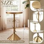 DoubleFill Gold Metal Martini Drink Table 13.25''x21'' Bow Pedestal Side Table Round Martini End Desk Small Cocktail Drink Stand for Small Spaces Nightstand Bedroom Couch Chair Vintage Decor
