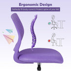 MEDIMALL Kids Desk Chair, Purple Ergonomic Kids Office Chair Ages8-12 w/Lumbar Support, Low-Back Teen Desk Chair for Girls Boys, Small Cute Kids Computer Chair for Bedroom/Study/Vanity Desk