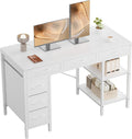 OLIXIS Computer Desk with 6 Drawers, 47 inch Office Desk with Storage Shelves, Reversible Gaming Desk, Corner Desk with Storage Drawers, Work for Home Office, Study, Living Room, White