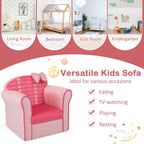 Costzon Kids Pink Couch, Children's Sofa Upholstered Armchair with Velvet Surface & High-Density Sponge, Lightweight Preschool Toddler Chair for Boys Girls, Bedroom Playroom Gift Presents
