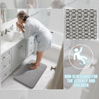 Yimobra Memory Foam Bathroom Rugs Sets 2 Piece - Super Soft Absorbent Quick Dry Bath Mat Set, Machine Washable Non Slip Floor Carpet for Tub Shower & Single Sink (17x24 & 31.5x20 Inch, Gray)