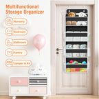 WISELIFE Over The Door Organizer Storage 4 Shelves Large Capacity Hanging Bedroom Storage Solution with 6 Side Pockets for Dorm Bathroom Pantry Nursery and Baby Essentials Holds up to 40 Lbs (Black)