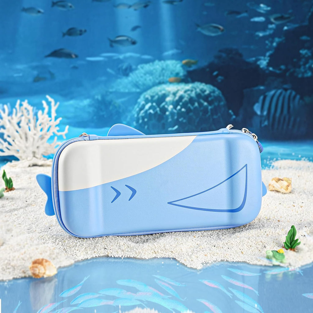 GeekShare Portable Carrying Case Compatible with Switch 2 (2025), Hard Storage Bag with 12 Game Card Slots, Cute Travel Case for Switch 2 Console and Accessories, Shark