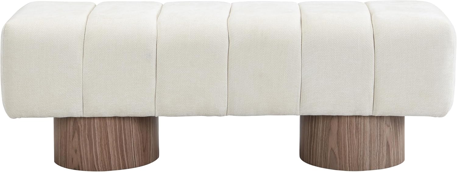 Christopher Knight Home Manila 50" Chenille Fabric Dining Bench for 2 People, Upholstery Ottoman Bench, End of Bed Footstool, Living Room Sofa Extra Seat/Footrest, No Assembly Needed, Light Beige