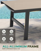 Vexwalx Patio Chaise Lounge Chair Outdoor with Wheels&Armrests, Aluminum Pool Lounge Chairs 5-Position Adjustable Recliner, Outdoor Beach Lounge Chairs for Outside, Patio, Deck, Yard, Khaki