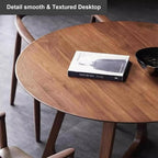 Mid Century Modern Dining Table Round Solid Wood Kitchen Dining Room Tables Rustic Pedestal Table Small Leisure Coffee Table for 2,4 People for Living Room(Walnut Color,60 * 60cm)