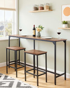 VEVOR Bar Table, Sturdy Metal Frame High Top Pub Table, Small Kitchen Dining, Cocktail Coffee Counter Bar Height Desk, Easy to Assemble, 63x16x36 in, for Living Room Party, Brown