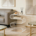 Clear Acrylic Side Table, S-Shaped Minimalist End Table Integrated Accent Tables for Living Room Bedroom No Assembly 14.1" L x 11.8" W x 16.7" H (Clear)