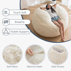 MAXYOYO Bean Bag Chair for Adults, Large 4 ft Bean Bag Chair with Foam Filling, Ultra Soft Fur Lazy Sofa for Living Room Bedroom, Machine Washable Cover