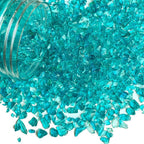 HappyFiller 1.3 LB Teal(Turquoise) Crushed Sand Broken Fire Glass Pieces Crush Terrarium Rocks Stones,Resin Arts Crafts,Vase Fillers,Candle Holder Fish Tank Decor,3-7mm,Never Fade Color