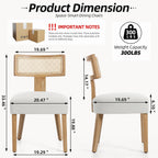 ZJhome Mid-Century Modern Rattan Dining Chairs Set of 4 – Farmhouse Linen Upholstered Accent Chairs with Curved Backrest, Solid Hardwood Frame, and Comfortable Seat for Kitchen & Dining Room – Beige