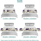 Spring Botanical Bed Runner Bedding Decorative Scarf for Fits Cal King Bed, Watercolor Purple Floral Leaf Vintage Beige Luxury Foot Throw with Satin for Hotels Homes, Guest Rooms, 102" x 20"
