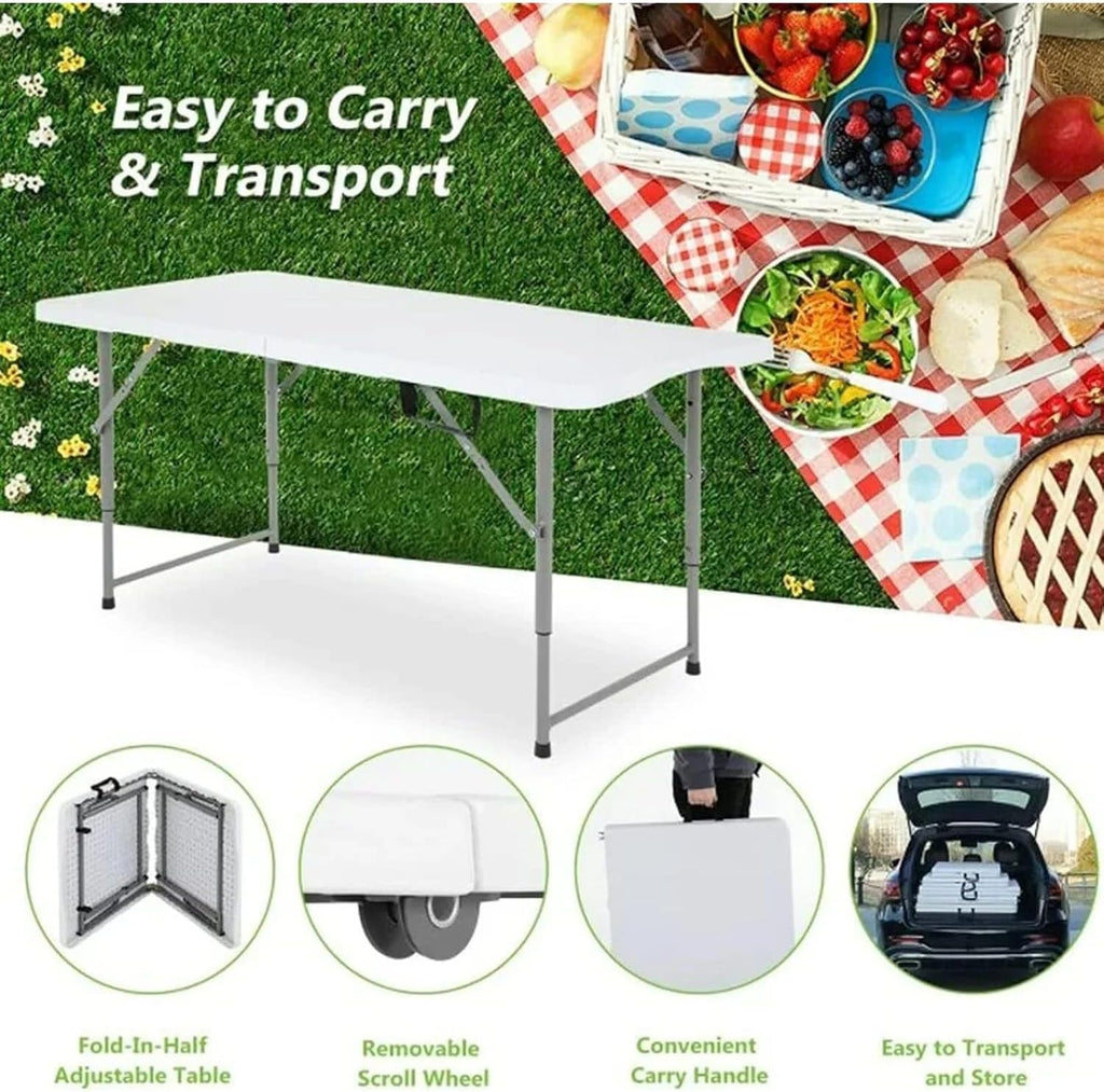120CZ Folding Table Portable Small Table Semi Practical Table Small Indoor and Outdoor Adjustable Height with Handle Folding Table, Camping and Gathering