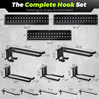 Garage Tool Organizer Wall Mount, 49.5 Inch Heavy Duty Garage Organization System with 10 Adjustable Hooks, Garden Tool Storage Rack for Garage, Yard & Shed, Holds Up to 400 lbs