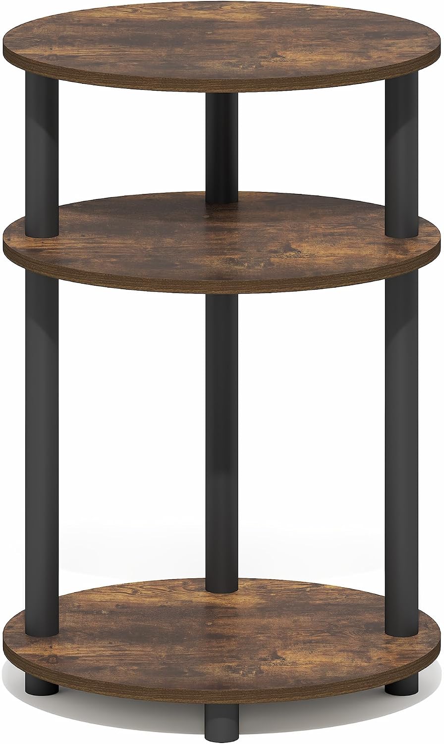 Furinno Turn-N-Tube Side Table, 3-Tier Oval End Table, Night Stand, Bedside Table, for Living Room, Bedroom, Amber Pine