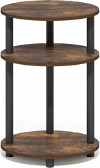 Furinno Turn-N-Tube Side Table, 3-Tier Oval End Table, Night Stand, Bedside Table, for Living Room, Bedroom, Amber Pine