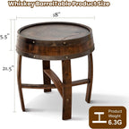 Handcrafted Rustic Whiskey Barrel End Table 23″ Round Solid Wood Accent Coffee & Side Table – Farmhouse Style Nightstand for Living Room Bedroom Patio,N