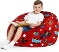 Boao 30'' Large Spider Kids Bean Bag Chairs Cover (No Filling) Washable Stuffed Animal Storage Beanbag Chair for Kids Canvas Bean Bag Cover with Zipper for Boys Organizing Plush Toys Textile Sack