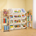 Toy Storage Organizer with Bookshelf – Wooden Toy Organizer with 12 Toy Bins & 6 Tier Bookcase,Quick Assembly Kids Bookshelf,Toy Bin for Playroom, Bedroom, Nursery– White