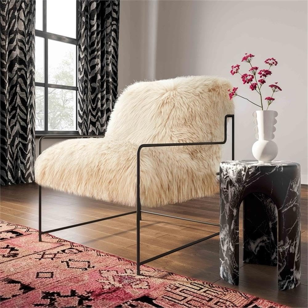 Pemberly Row Transitional Round Marble Side Table, 14" Diameter, Black Finish, Durable Concrete Construction, Handmade Accent Table for Living Room or Bedroom