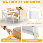 DOREROOM Kids Art Table and Chair Set, Craft and Play Wood Activity Table with Storage Bins and Paper Roll, Toddler Desk for Playroom/Nursery/Home, Kids Table and Chairs Set for Drawing/Learning/Read