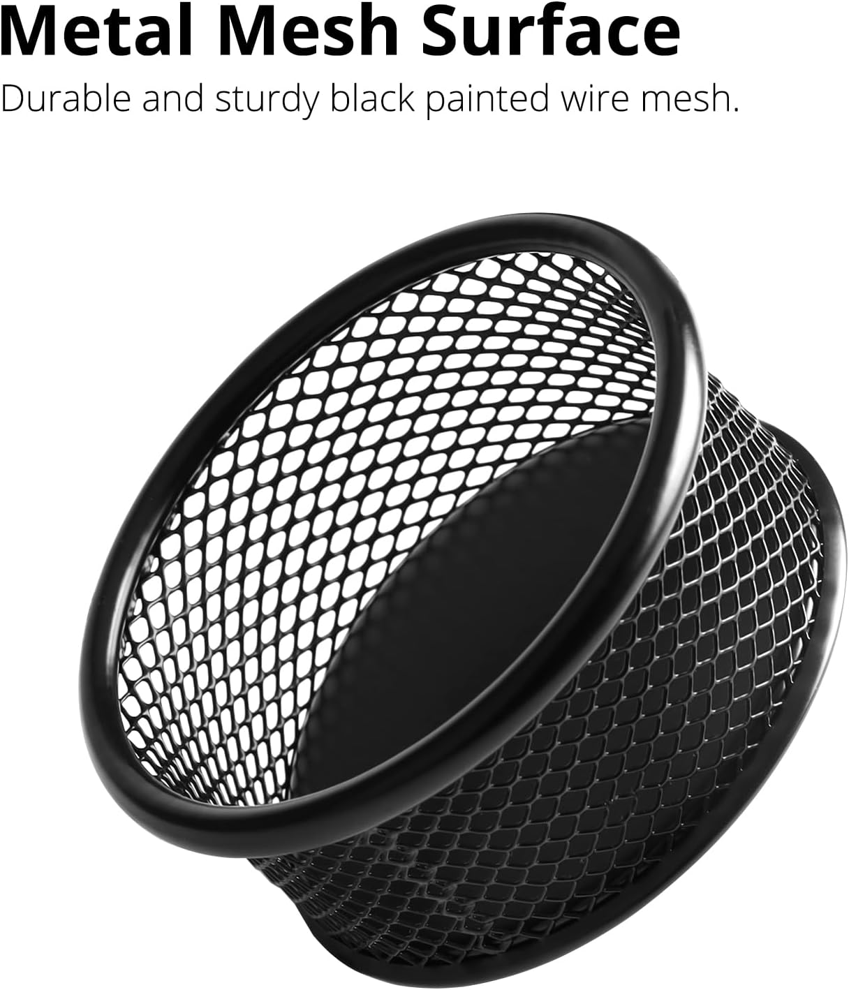 FUCDTEFC Paper Clip Holder, Paperclip Holders for Desk, Mesh Paper Clip Holder for Desk Binder Wire Mesh Bowls, Paper Clip Dispenser Organizer for Holding Small Parts Office Accessories Black 4 Pack