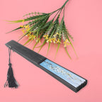 Folding Hand Fan, Material Smooth Opening Closing Lightweight Foldable, with Hollow Out Design, for Wedding Party Gift Dance Props Home Office Decoration (Blue)