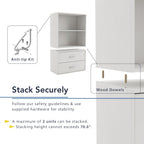 Homes: Inside + Out Apexa 3-Cube Storage Organizer Shelves, Stackable Wood Bookcase Fits Cubby Bins for Organization, Dorm Teen Room Decor & Home Office, White