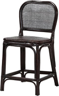 Bali & pari Irene Natural Rattan Counter Stool - Handwoven Wicker Accent Stool with Lattice Backrest for Kitchen Island Seating