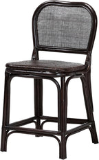 Bali & pari Irene Natural Rattan Counter Stool - Handwoven Wicker Accent Stool with Lattice Backrest for Kitchen Island Seating