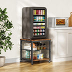 HOOBRO Mini Fridge Stand, Mini Fridge Cabinet with 2-Tier Storage Shelf, 19.7" x 19.7" Square End Table, Mini Fridge Table for Bedroom, Kitchen, Rustic Brown BF02BX01