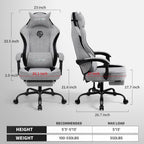 Gaming Chair, Computer Office Chair with Foot Rest, Ergonomic Fabric Desk Chair with Adjustable Lumbar Support & Headrest, Comfortable PC Reclining Gaming Chairs for Adults, Silla Gamer 350lbs