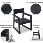 Black HDPE Outdoor gArmchairs with backres Modernist Designt Chairs