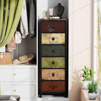 VASICAR Tall Dresser with 6 Drawers, Pattern Storage Drawer Units, Storage Tower Units, Fabric Dresser Nightstand for Bedroom, Hallway, Entryway, Closets, Dorm