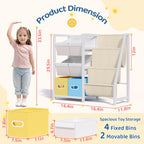 LATIBELL Kids Bookshelf Toy Storage Organizer - Book Shelf for Kid Rooms, 6 Toy Bins for Kid Organizer and 3 Sling Kids Bookcase, Toddler Baby Montessori Nursery Bookshelf Childrens Book Rack Display