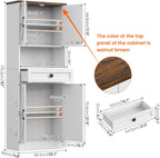 67" Tall Farmhouse Pantry Cabinet with Drawer,Small Storage Cabinet for Kitchen Bathroom Dining Room Kitchen (White, 11.8" D x 23.6" W x 67" H)