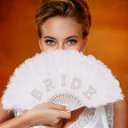 Aprince Bride to Be Fan Bridal Shower Gifts for Wedding Bachelorette Party Decorations White Pearl Feather Fan Bride Outfit Accessories