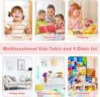 Costzon Kids Table and Chair Set, 5 Piece Wood Activity Table & Chairs for Children Arts, Crafts, Homework, Snack Time, Preschool Furniture, Gift for Boys Girls, Toddler Table and Chair Set (Natural)