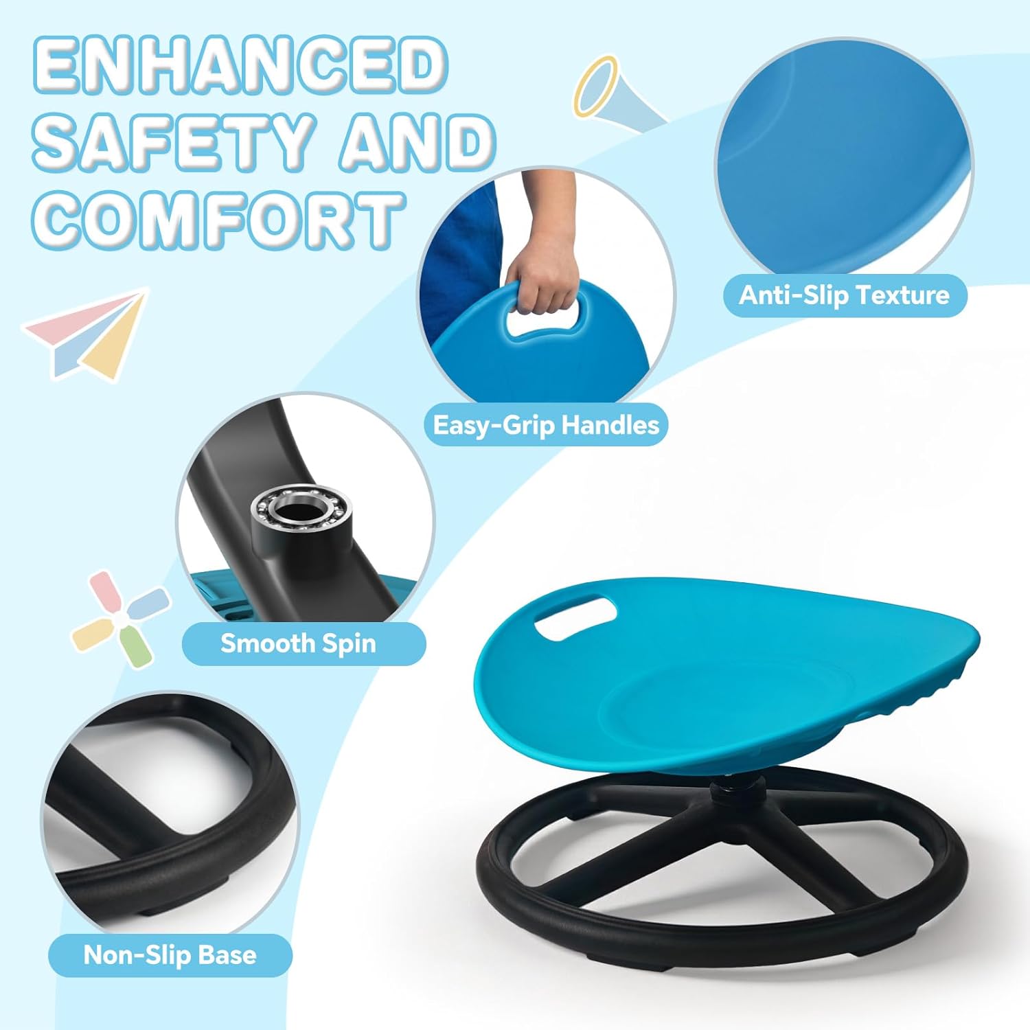 Spinning Chair for Autistic kids, Sensory Chair for Kids Autism, Swivel Chair for Children with ADHD, Sit and Spin Calming Gift to Improve Focus, Body Balance, Sensory Toy for Toddler 3 to 10