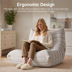 High-end Bean Bag Chair, Fireside Togo Chair with Light Gray Suede Fabric Cover, Comfy & Soft Lazy Floor Lounge Sofa Counch for Bedroom, Living Room, Office or Lounger