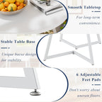 VECELO Small Round Dining Table Set for 2, Wood Tabletop with Strong Metal Frame, Modern Dinette with Chairs for Kitchen, Breakfast Nook Living Room, Pure White