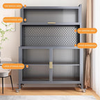 Kitchen Storage Cabinet, Microwave Stand with Flip-up Doors, Kitchen Pantry Storage Cabinet with Rolling Wheels, DIY Backplane Creative, Tall Cupboard for Kitchen, Living Room, Dining Room(White,80*42