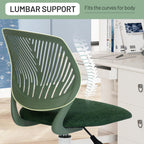 FurnitureR Kids Swivel Desk Chair, Height-Adjustable Armless Study Chair with Fabric Cushion & Ventilated Backrest, Smooth-Rolling Task Chair for Children & Teens, Perfect, Green