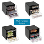 iDesign Divided 3-Drawer Stackable Organizer for Glasses, Sunglasses, and Readers - Black/Clear