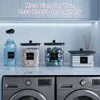 POLRAI Laundry Pod Containers and Dryer Sheet Holder and Laundry Detergent Dispenser Clear Laundry Room Organization and Storage with Wooden Lids Labels and spoon （2+1+1 Pack）
