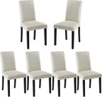 VECELO Upholstered Dining Chairs Set of 6, Modern Fabric and Solid Wood Legs & High Back for Kitchen/Living Room- Beige