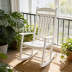 Wooden Outdoor Rocking Chair, Weatherproof Oversized Rocking Chair, Heavy Duty Comfort with 450 lbs Weight Capacity, Solid Relaxing Rocker with High Back for Patio, Porch, Living Room (white)
