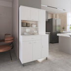 1-Shelf 1-Drawer Pantry Cabinet White,Buffet Kitchen Sideboard,for Kitchen,Dining Room,35.4 * 13.7 * 66.5